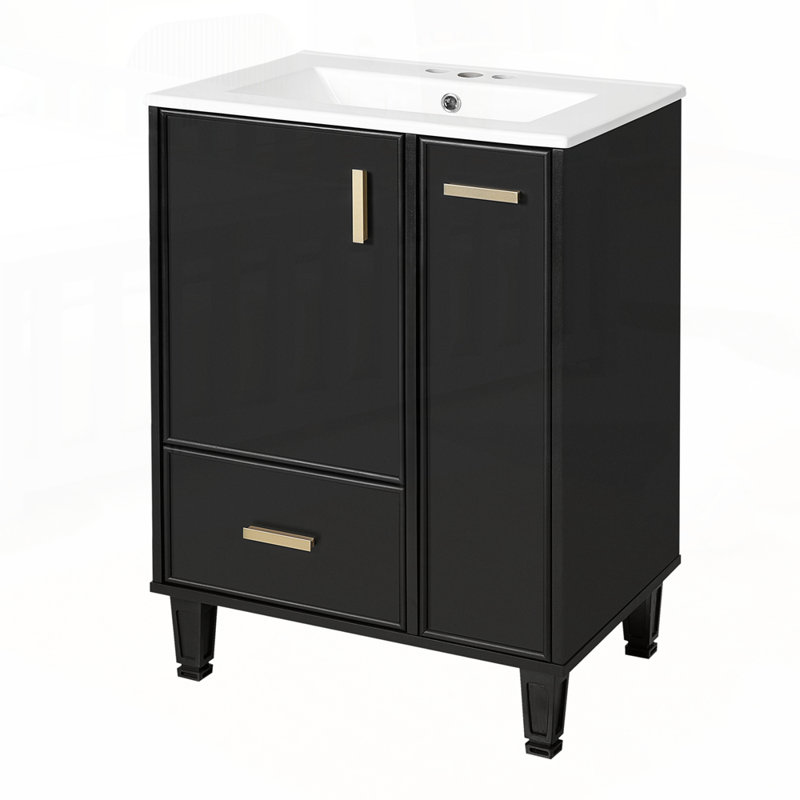 Meuble-lavabo de salle de bain avec plusieurs options de rangement et fabrication durable, Noir