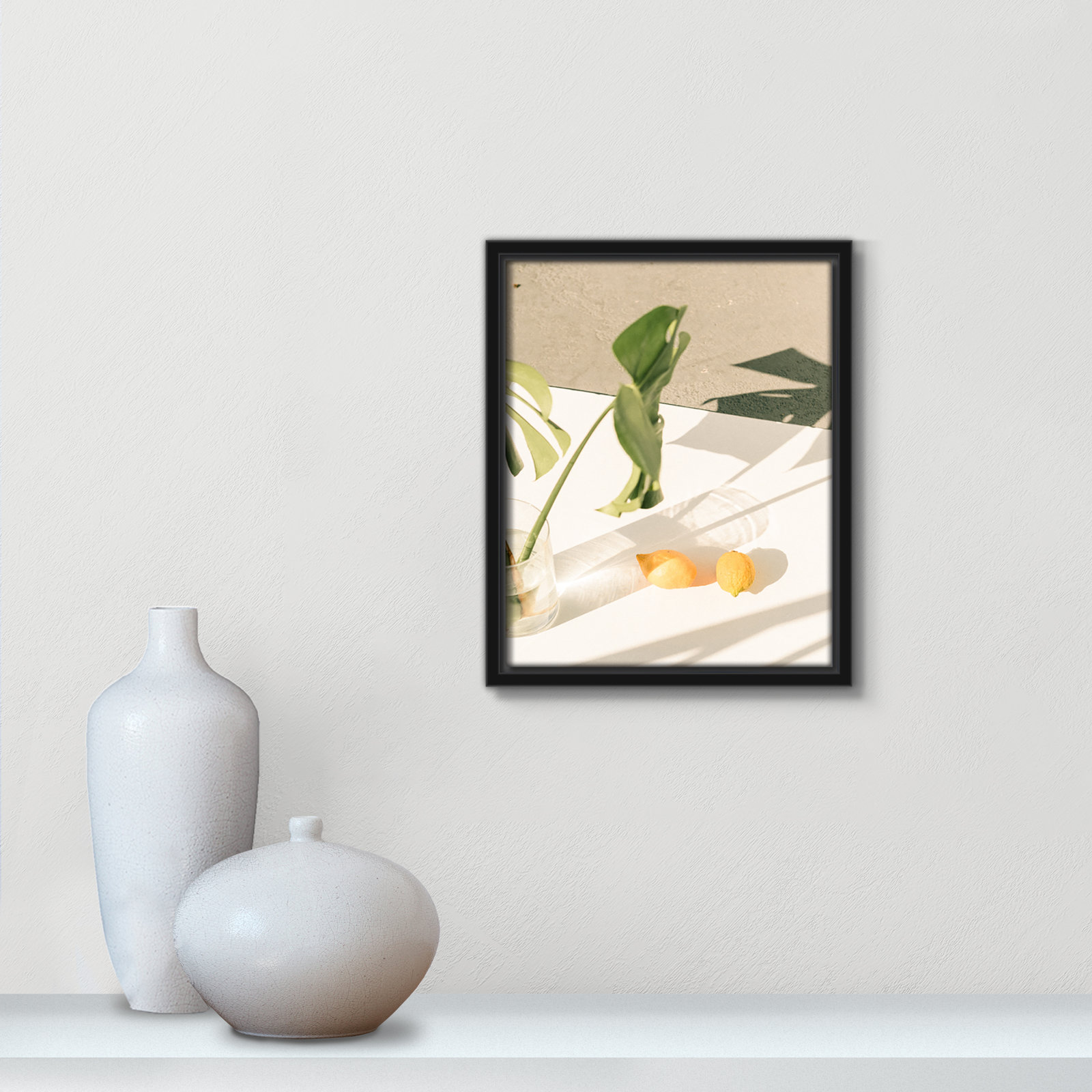 Citrus and Palms Print, 11.5'' H x 9.5'' W x 2'' D, Black Framed