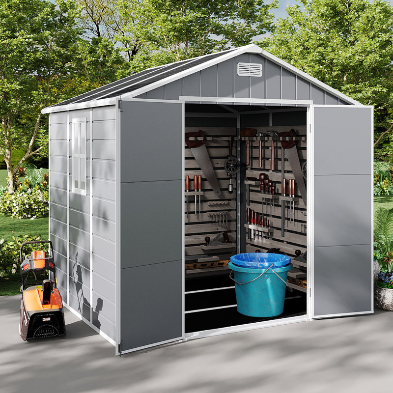 7 ft. 5 in. W x 6 ft. 5 in. D Plastic Reverse Apex Tool Shed