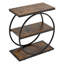 Table de bout, table d'appoint étroite à 3 niveaux avec tablettes de rangement ouvertes, table de chevet moderne avec structure ronde en métal, canapé-lit en bois pour salon, chambre à coucher, bureau, brun rustique