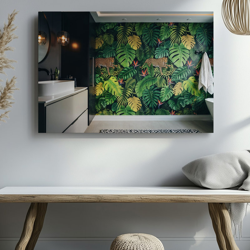 Reproduction d'art sur toile, "Une scène intérieure" avec un thème de jungle vibrante, H 11 po x l 14 po
