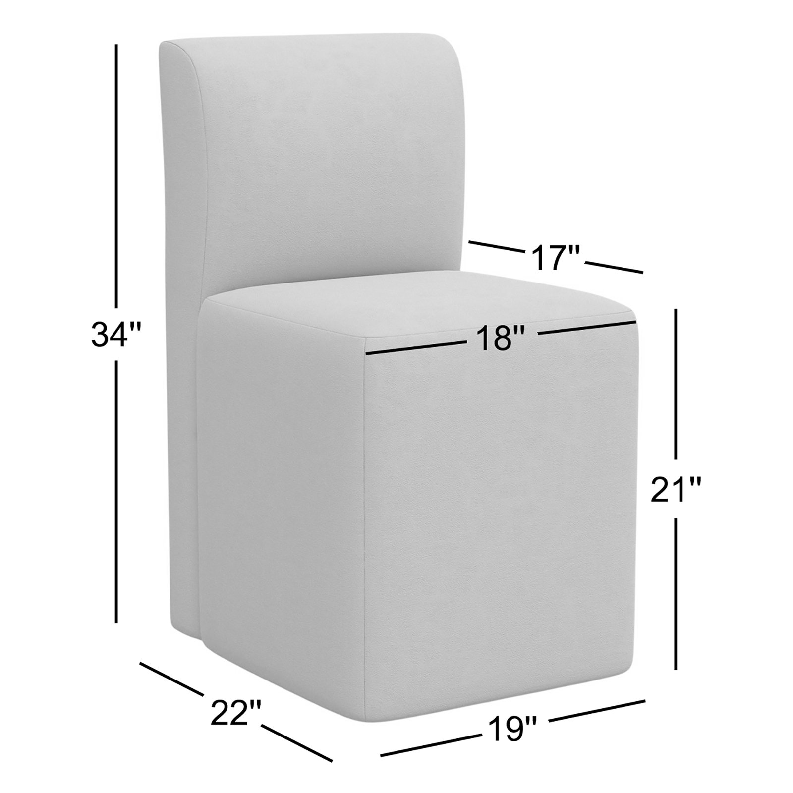 Mendy Dining Chair, Bella Light Gray Performance Velvet