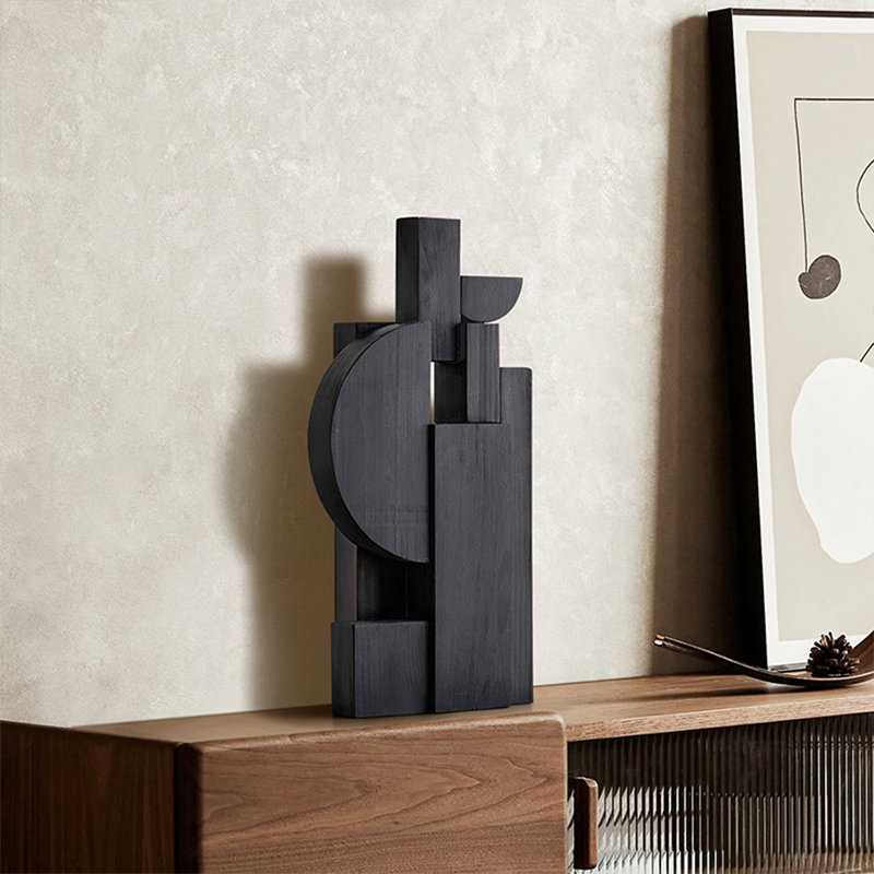 Objet décoratif en bois massif noir Boho