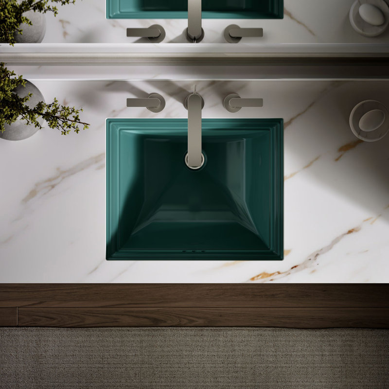 Memoirs® Vitreous China Rectangular Undermount Bathroom Sink with Overflow, Teal