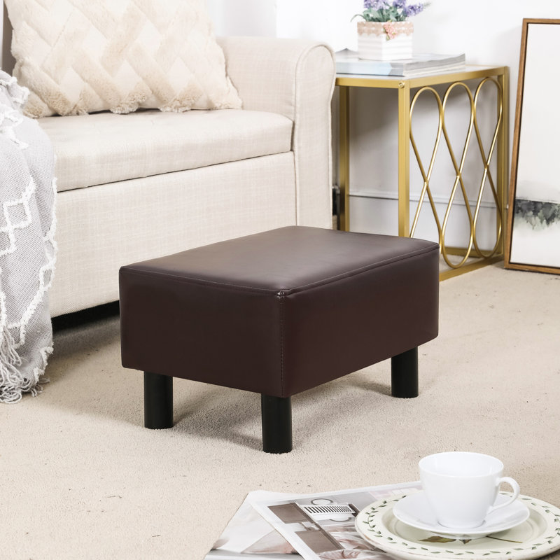 Repose-pieds rectangulaire en similicuir de 15,7 po Sciacca, Brun