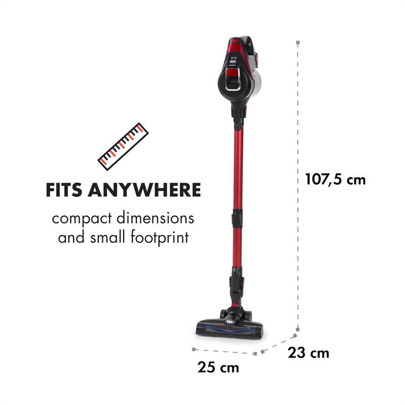 Klarstein Cleanbutler Cordless Bagless Canister Vacuum, Red