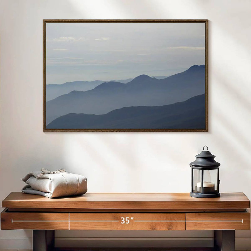 Foggy Mountain Range, 25" X 17", Floating Frame Walnut