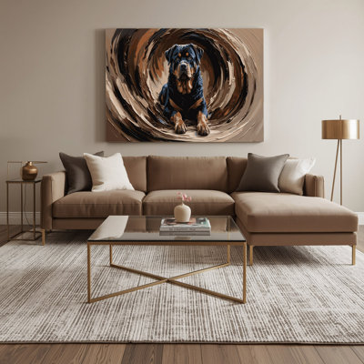 «Dogs Rottweiler», art mural sur toile noire