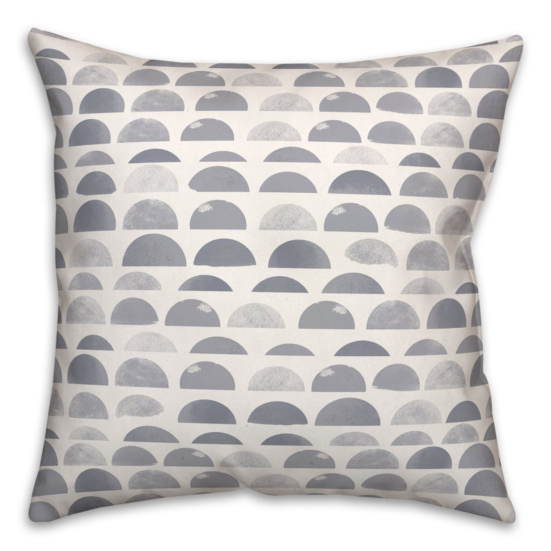 Half Circles 7 Outdoor Throw Pillow, 16" x 16", Blue