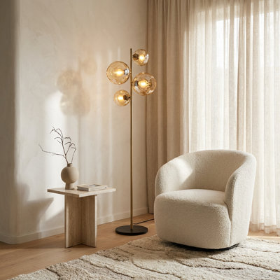 Prism 4-Light Gold Glass Globe Floor Lamp