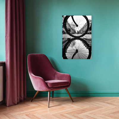 Urban Wheel Reflection Dramatic Abstract Contemporary Architecture City Wall Art Print by Andreas Magnusson - Wrapped Canvas Print