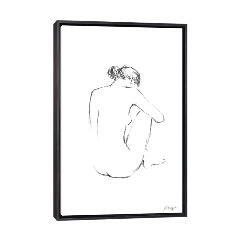 Figure contour III par Ethan Harper-impression de dessin, H 26 po x l 18 po x 1,5 po, Toile avec cadre noir patiné