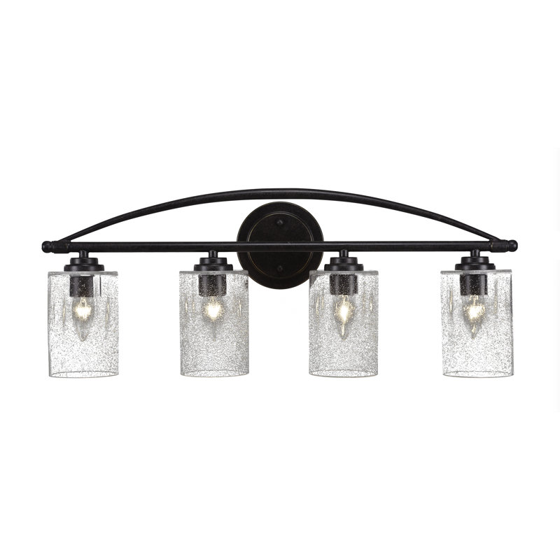 Éclairage pour meuble-lavabo 4 lumières Albreda, Granite noir, Bulle transparente