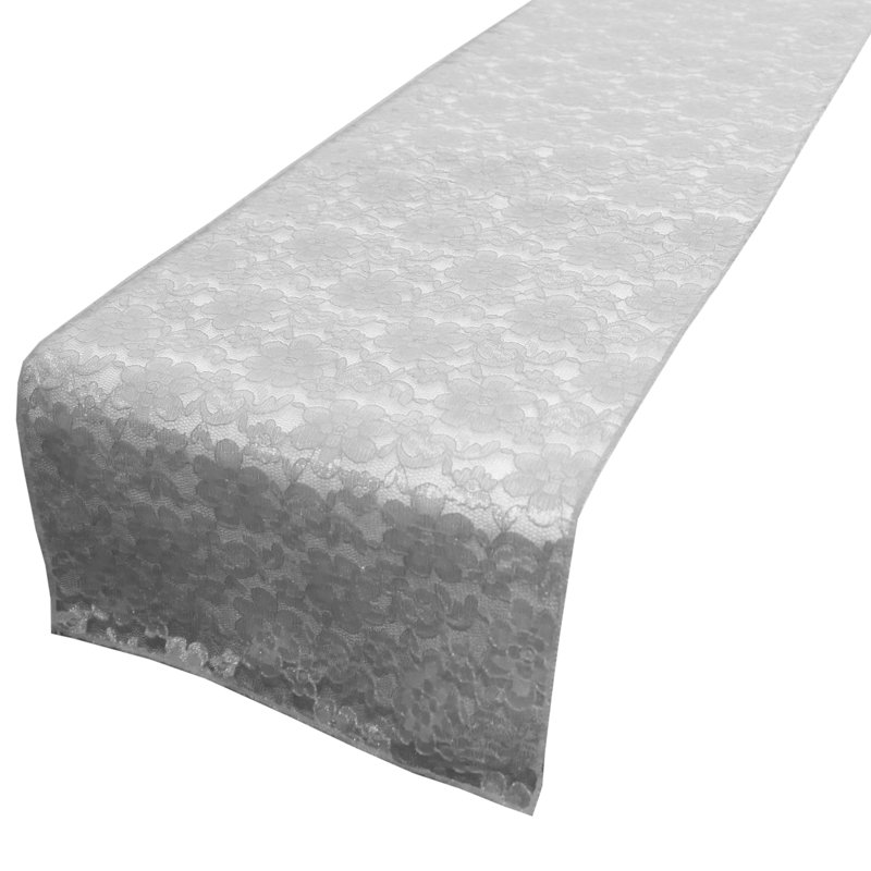 Bagdonas Floral Lace Table Runner, Silver, 12" W x 72" L