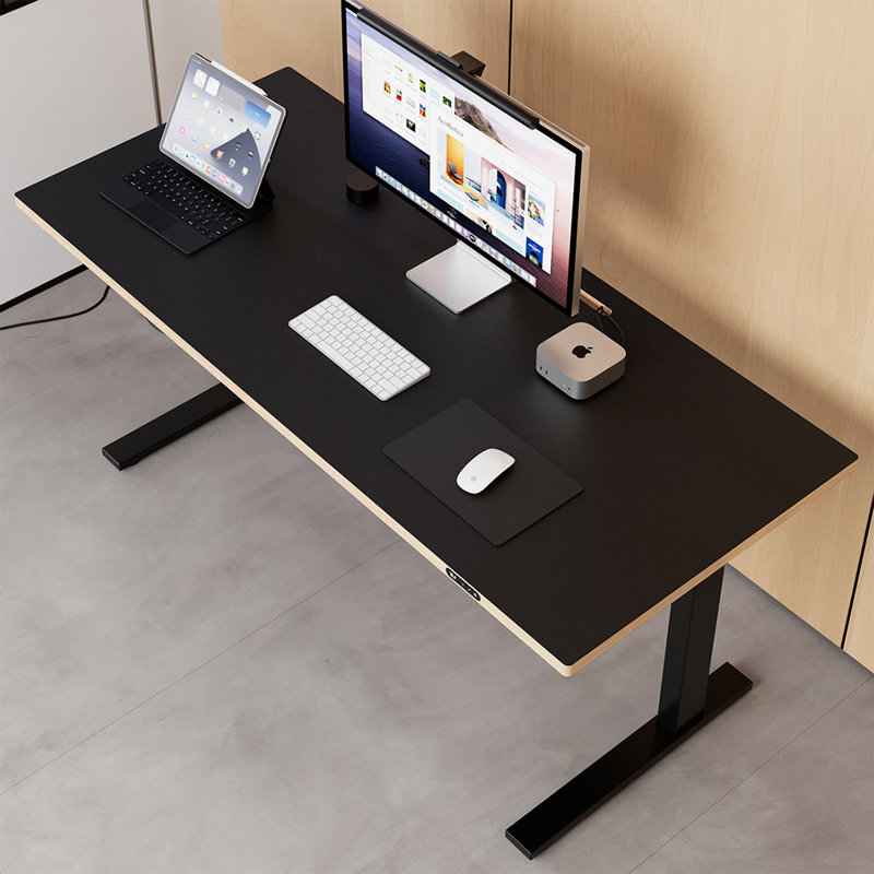 Bureau debout noir en bois manufacturé, H 49,21 po x l 47,24 po x P 27,56 po