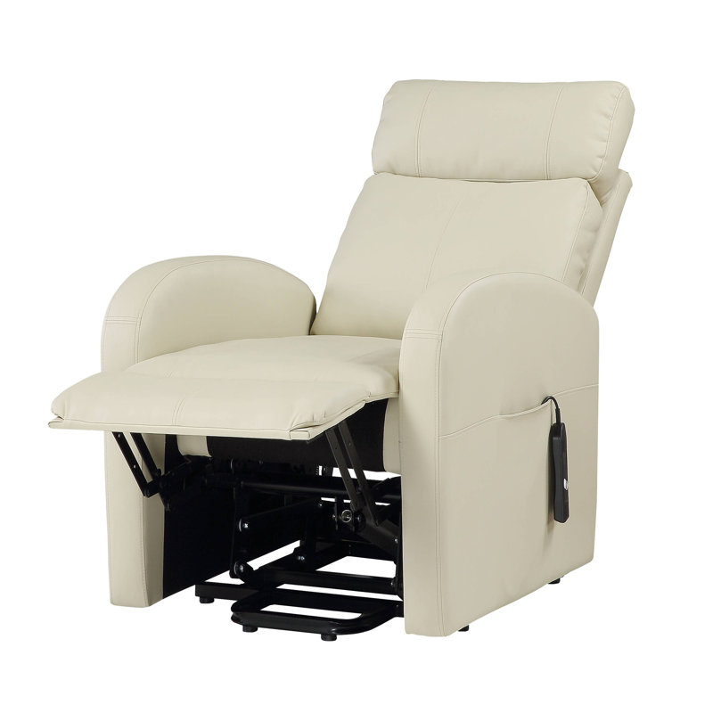 Minocqua Upholstered Home Theater Seat, Beige Faux Leather
