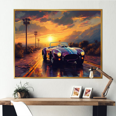 " Blue And Yellow Vintage Classic Car "