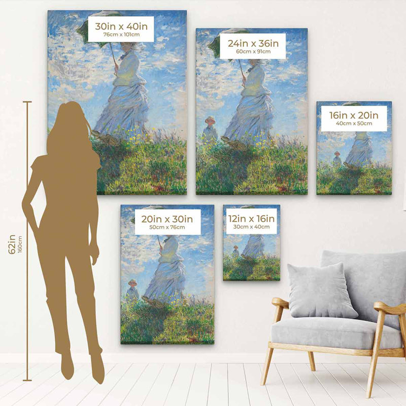 «Arshveer Blue Monet», art mural sur toile 7292 par Claude Monet, Cadre flottant noir, H 30 po x l 40 po