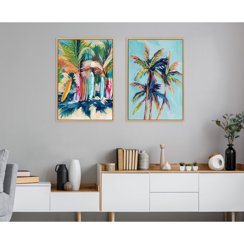 «Surf and Sand and Tropical Palms Study» par Rachel Christopoulos, ensemble d'art mural sur toile encadrée, H 33 po x l 23 po