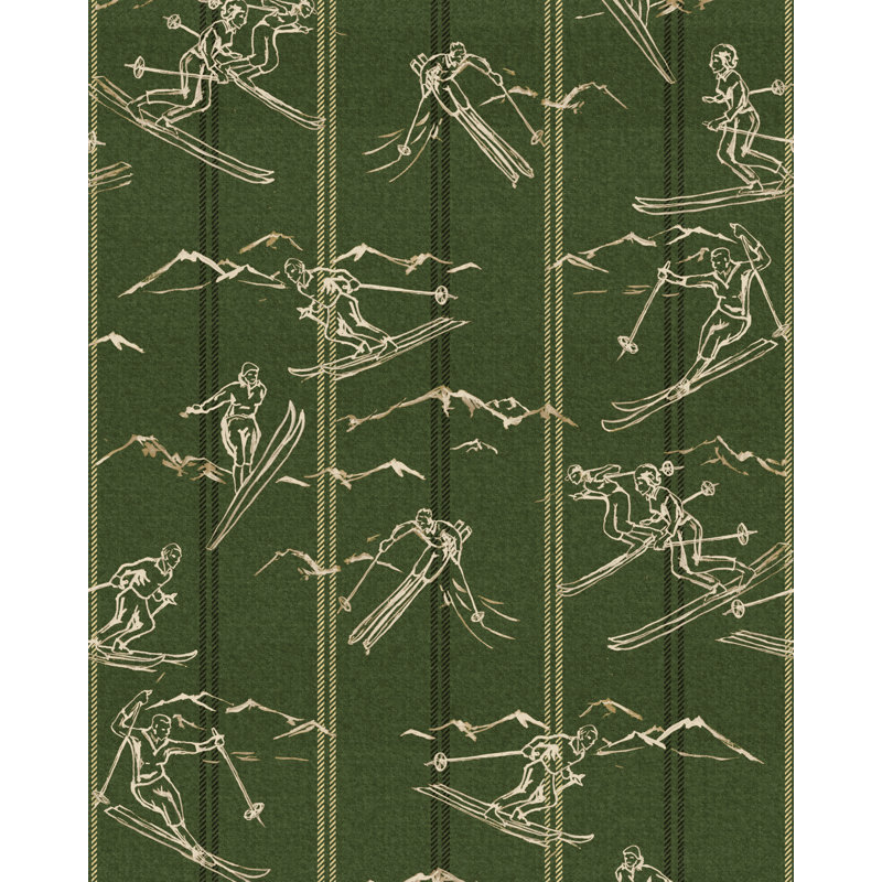 Tyrol Apres-Ski Home Wallpaper Roll, Green/Taupe