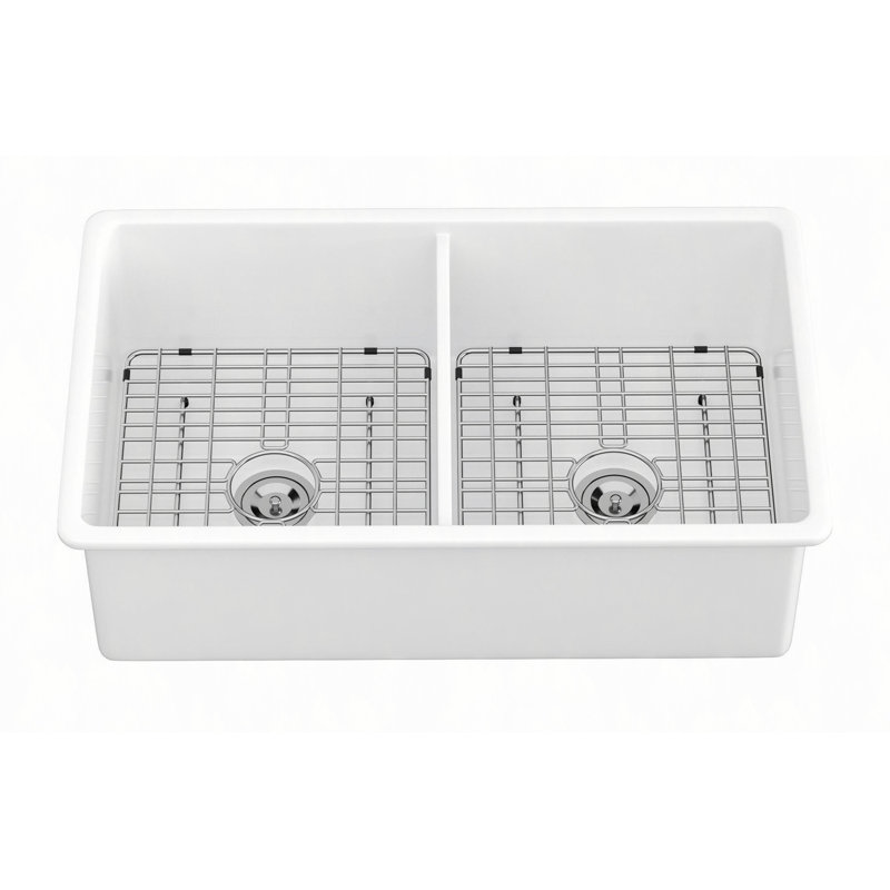 Évier de cuisine encastré à double cuve 32 "x 19" x 10 "en argile réfractaire double