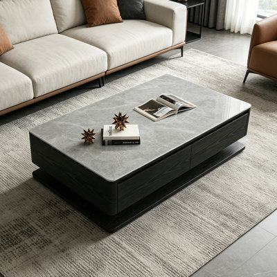 Table basse de rangement rectangulaire sur pied