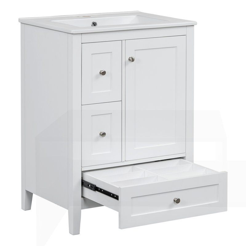 Meuble-lavabo 24 po avec rangement, Blanc