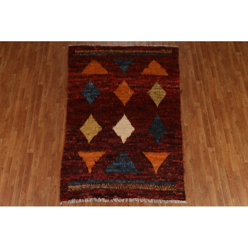Tapis oriental géométrique marocain fait à la main 5 x 7