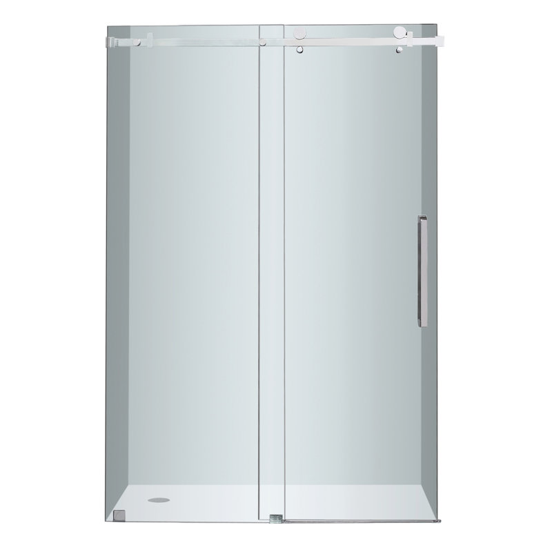 Porte de douche coulissante simple sans cadre de H 75 po Moselle, Acier inoxydable