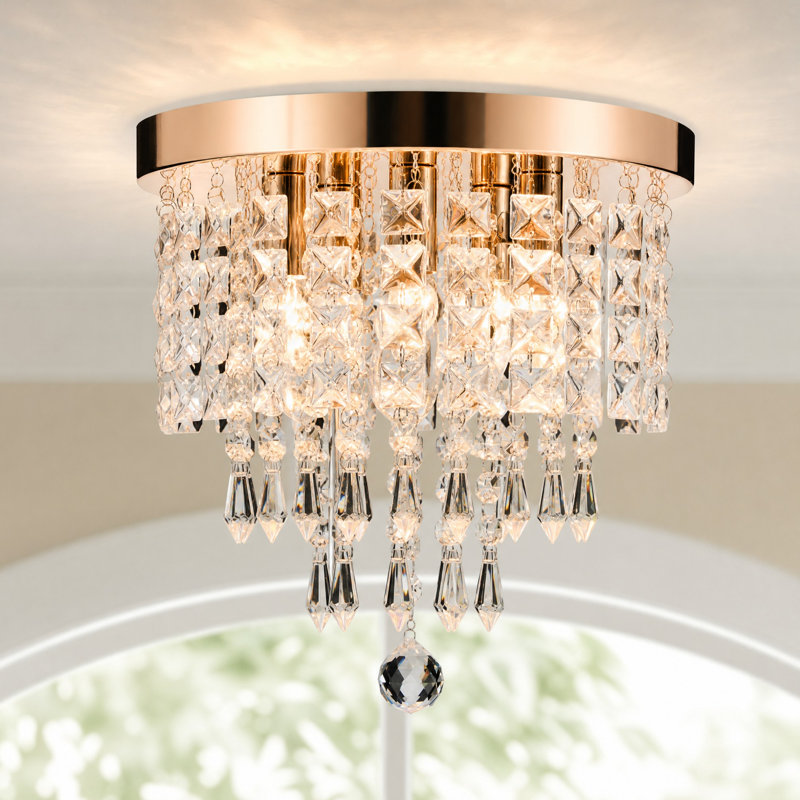 Plafonnier en cristal à 5 lumières Cheyan, Or