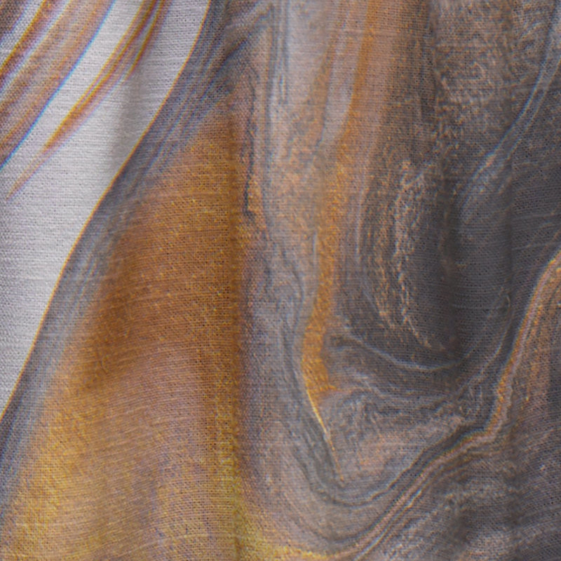 Orange And Black Marble Waves II - Modern Curtain - Velvet Room darkening - 1 panel, 52" W x 120" L