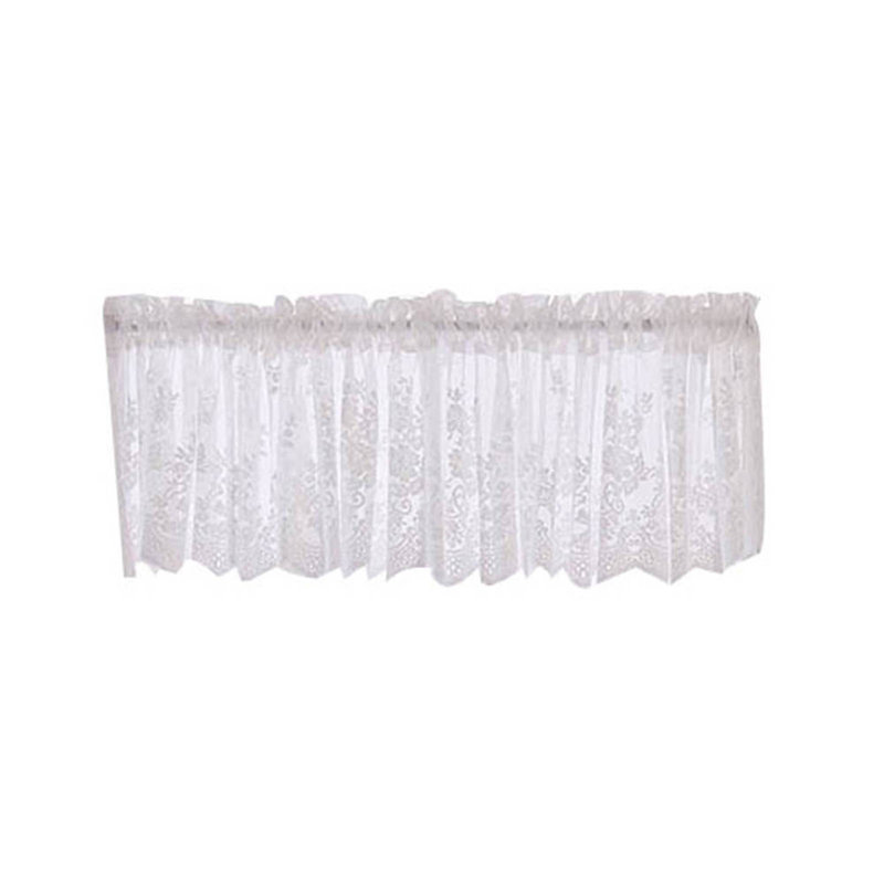 Rideau court à cantonnière en dentelle de polyester à motif de dentelle pour fenêtre de cuisine, Blanc