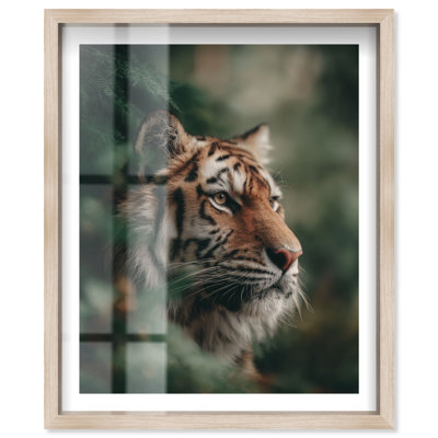 «Jungle King Shadowbox Living Living Wall Art» par Notoriart, cadre en chêne naturel, 36 x 45