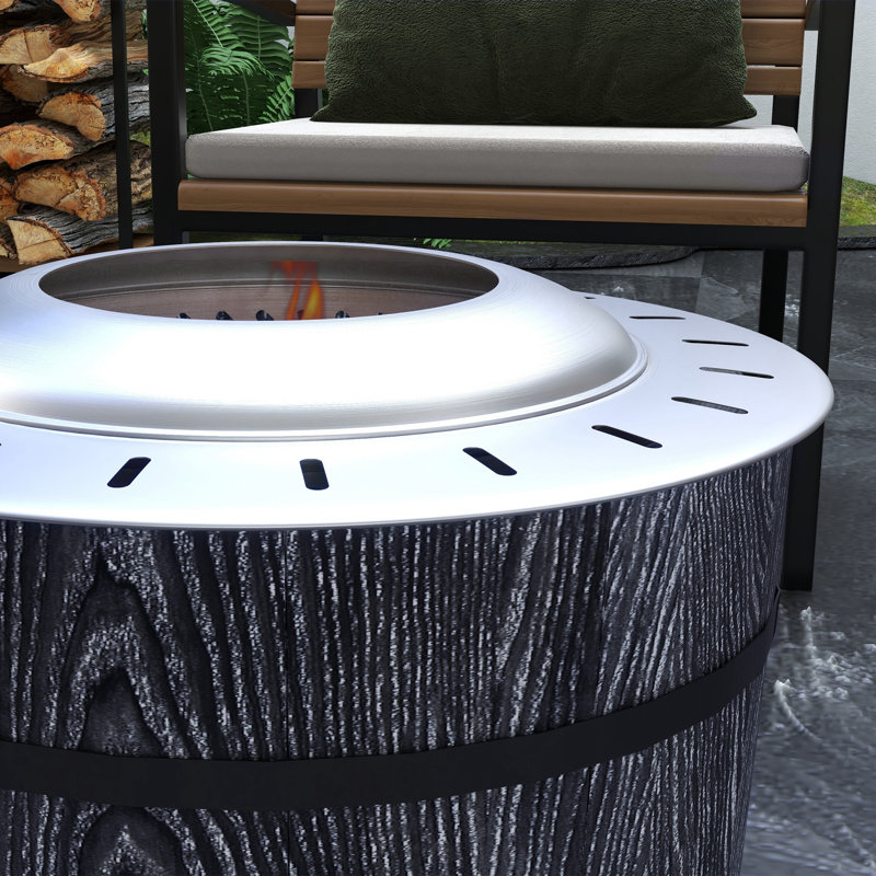 Outsunny Smokeless Fire Pit With Fireproof Mat, Black