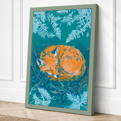Sleeping Fox In Ferns Boho - Print