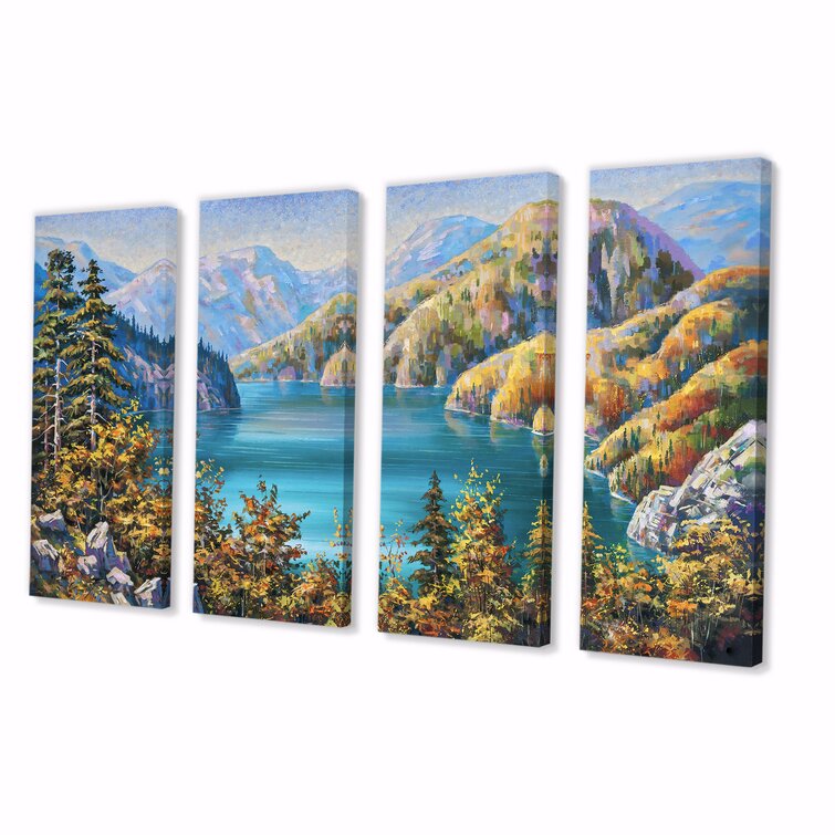 Loon Peak® Picturesque Lake Ritsa In Late Autumn On Canvas 4 Pieces by ...