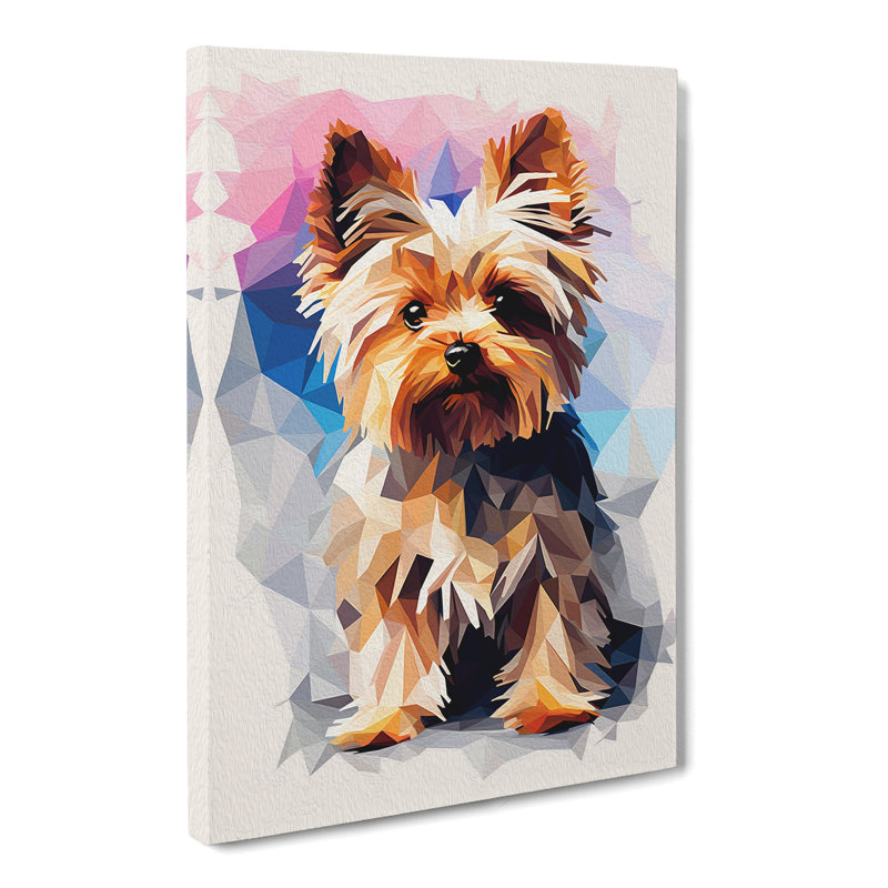 Yorkshire Terrier Geometric - Wrapped Canvas, 50cm H x 35cm W x 3cm D