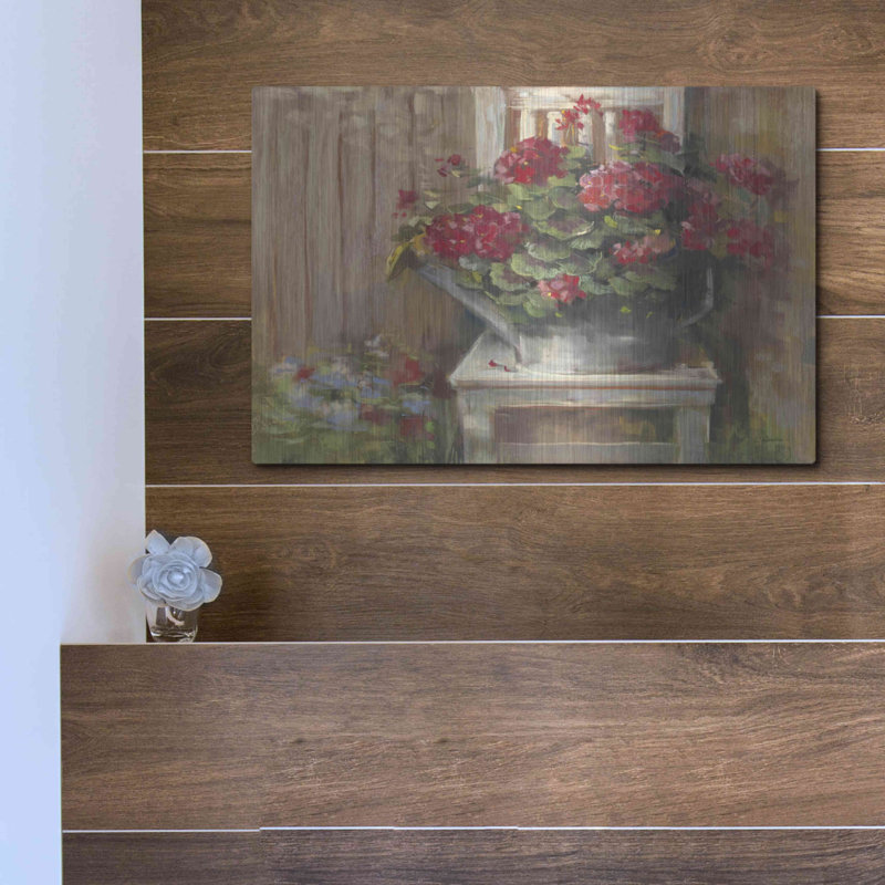 «Geraniums On Chair» par Carol Rowan, H 12 po x l 16 po
