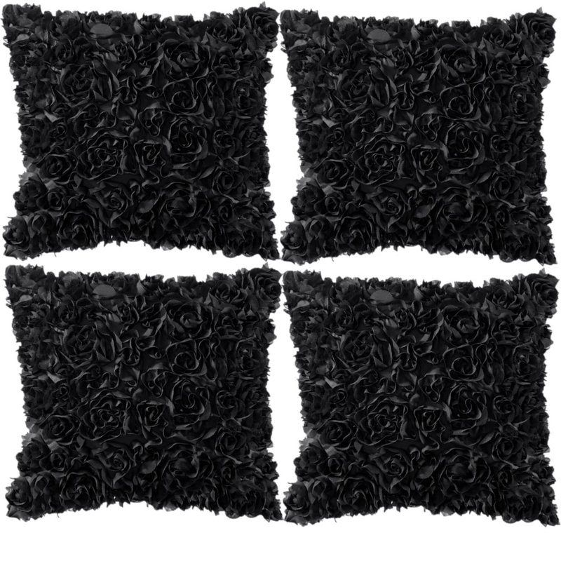Microsuede Pillow Cover, Black, 20" x 20"