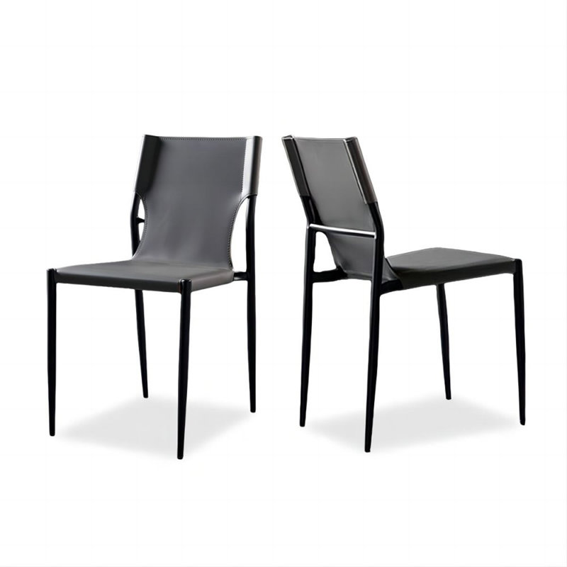 Chaise d'appoint à dossier solide gris (ensemble de 2), Gris