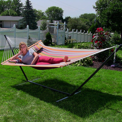 Hamac de bar en polyester matelassé avec support pour 2 personnes Mullin - Canyon Sunset