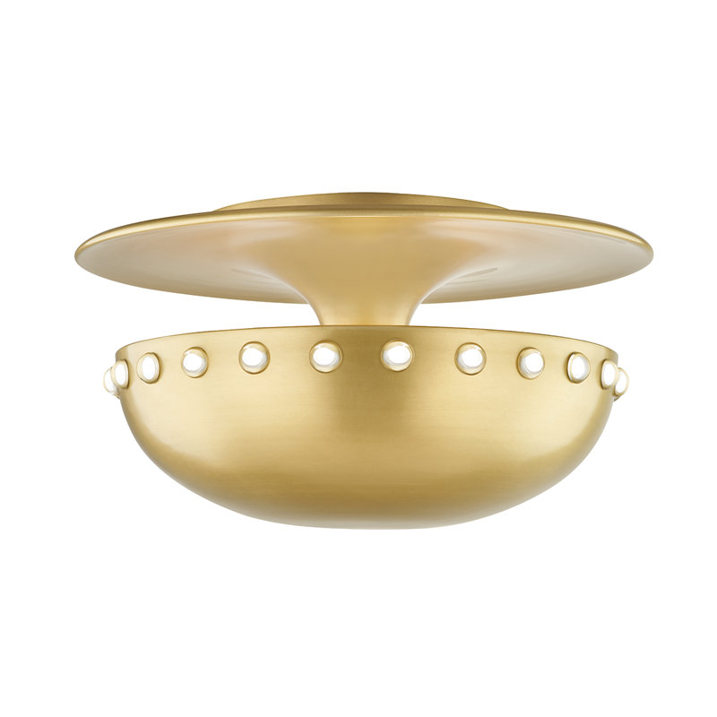 Aged Brass Crystal Indoor/Outdoor Modern Bowl LED Light