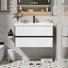 Ensemble de meuble-lavabo simple 36 po noir et blanc Sharee avec lavabo intégré, robinet et drain