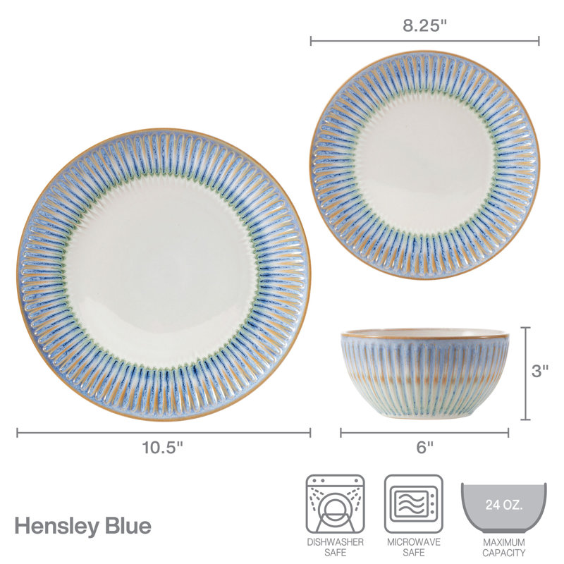Pfaltzgraff Hensley 12-Piece Stoneware Dinnerware Set, Service for 4