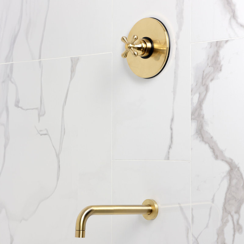 Kingston Brass Restoration Single-Handle Pressure Balanced Tub Faucet, Brushed Brass