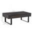 Table basse de style Mid-Century moderne avec tiroir de rangement, pieds de traîneau en métal et surface en grain de bois pour le salon