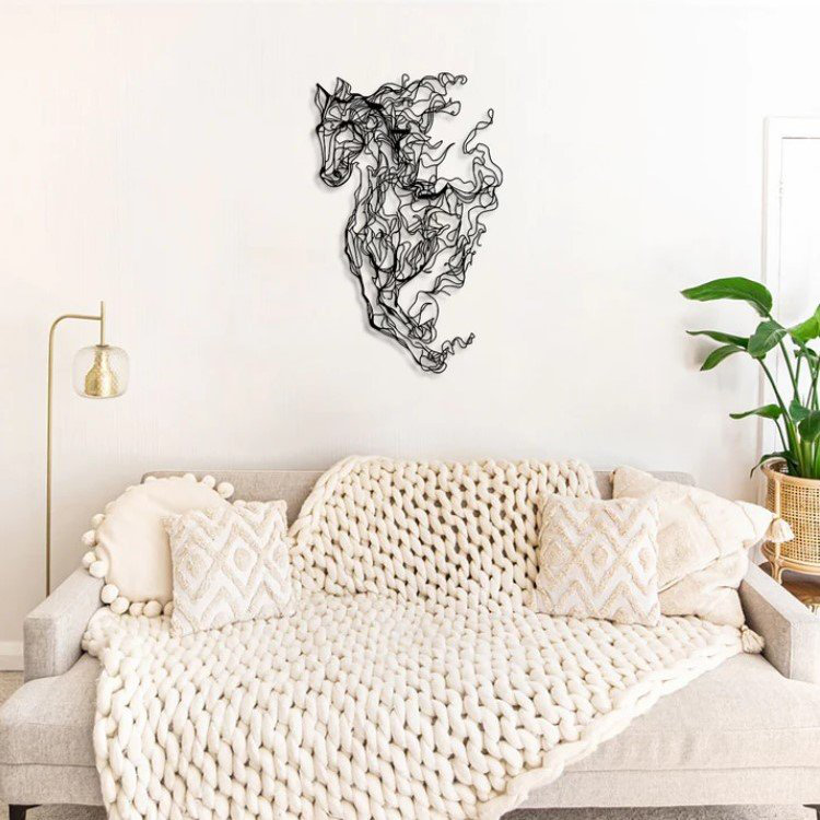 Stylish Decorative Metal Wall Accessory, Black Steel, 24.4 x 39.0 inches | 100% Steel Construction, Thickness: 0.05 inches | Lightweight at 3.5 lbs | Perfect for Modern Home Decor & Office Spaces, Durable and Elegant Design