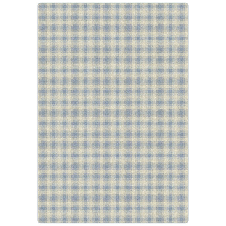 Imagine Shortstop Light Blue Plaid Area Rug