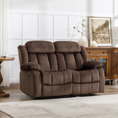 62.1" W Microfiber Upholstered Manual Reclining Loveseat with Metal Legs 