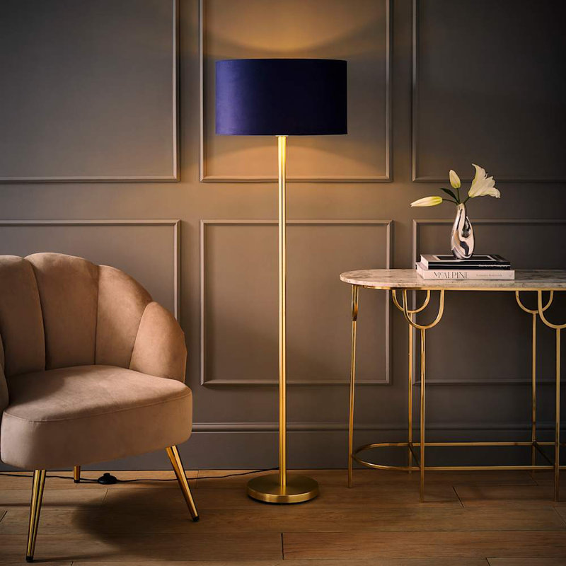 Baillieu 148cm Traditional Floor Lamp, Polished, Blue, No